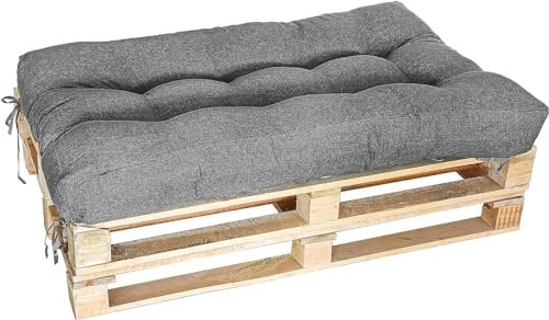 MKS Cuscino per pallet, 120 x 80 cm, per esterni, con cinghie di tensione, adatto al pallet, impermeabile, per balconi, balconi, per panche