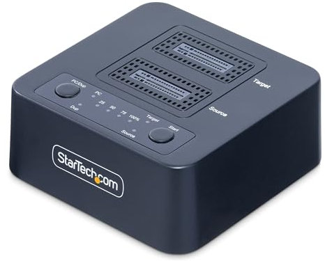 StarTech.com Dock Clonador Autónomo 1:1 de NVMe M.2-90GBpm - USB-C 3.2 de 20Gbps - Docking Station USB Tipo C de 2 Bahías