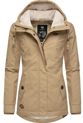 Ragwear Damen warme Kurze Winterjacke mit Kapuze Monade Intl Taupe24 Gr. 4XL