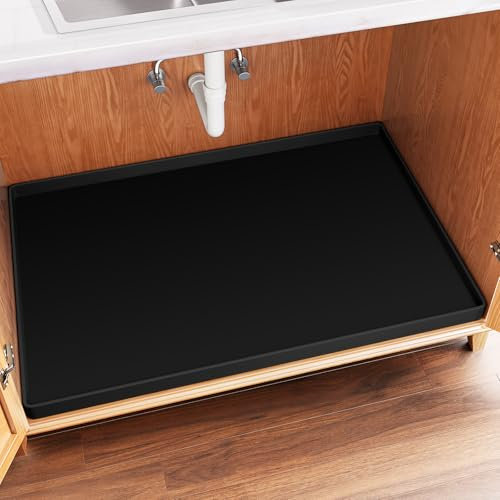 FLATO Tapis sous évier de cuisine imperméable – 101,6 x 55,9 cm, doublure en silicone sous évier, protection d'armoire et d'étagère, organiseurs de cuisine et de rangement, plateau d'égouttement