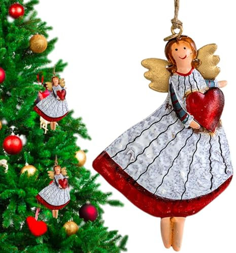 Weihnachtsengel-Ornamente, Weihnachtsengel-Dekoration, hängende Engel-Ornamente für Weihnachtsbaum, Vintage-Eisen-Engel-Anhänger für Heimdekoration