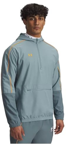 Under Armour Men's Challenger Warmup Jacket, Water-Repellent Track Jacket for Warming Up and Sports Training, Comfortable and Breathable Men's Half-Zip Top,Jasper Blue / / Squad Orange,XL