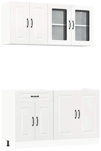 vidaXL Mueble Cocina Kalmar Blanco de Alto Brillo 4 pzas