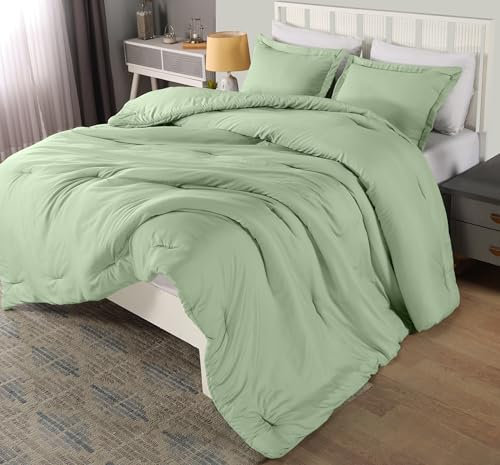 Utopia Bedding Bettwäsche-Set für King-Size-Bett, Salbeigrün, 3-teiliges Bettwäsche-Set, Daunen-Alternative, weiches Bettwäsche-Set, 1 Bettdecke (228,6 x 259,1 cm), 2 Kissenbezüge (50,8 x 91,4 cm)