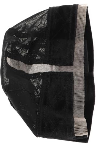 FOMIYES Lace Front Wig Cap Damen Chemo Cap Mit Krempe Dehnbare Wig Grip Cap Weiches Mesh-material Bequeme Passform Schwarz S 46 Cm