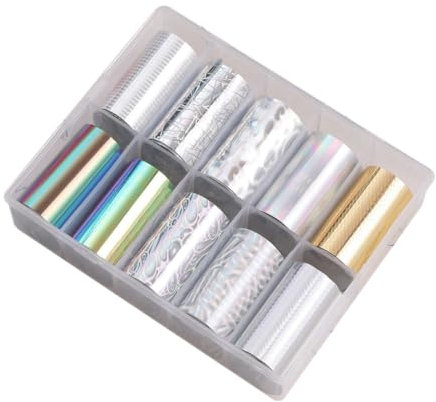 Bordhap 10 Rolls Nail Foils Polish Stickers Metal Color Starry Paper Transfer Foil Wraps Adhesive Decals Nail Art Decorations