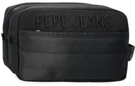Pepe Jeans Ancor Trousse à deux compartiments adaptable Noir 26 x 16 x 12 cm Polyester 0,38 L by Joumma Bags, Noir, Talla única, Trousse deux compartiments adaptable