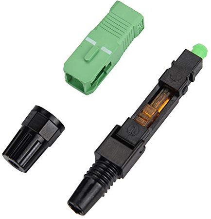 Telituny Connecteur Rapide Fibre Optique, 100pcs SC A PC Connecteurs Froid Rapides à Fibre Optique Monomode, FTTH Connecteur Rapide, Fibre Connecteur Rapide avec Fil de Cuir Intégré pour Réseau CATV