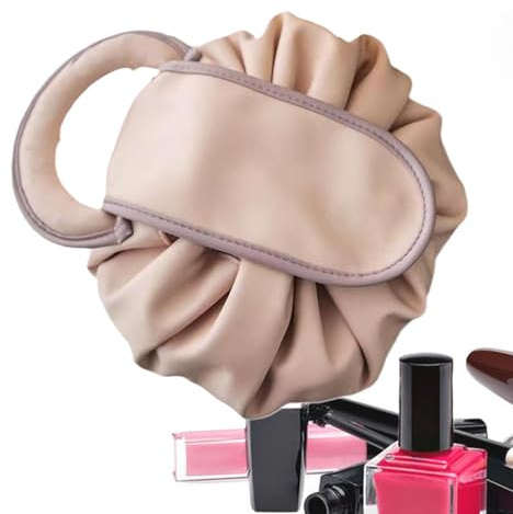Make-up-Organizer-Tasche, Kosmetik-Organizer-Tasche - Kosmetiktasche mit Kordelzug, tragbar, Make-up-Tasche aus PU-Leder,Kulturbeutel mit Griff, wasserdichter Make-up-Organizer für Damen