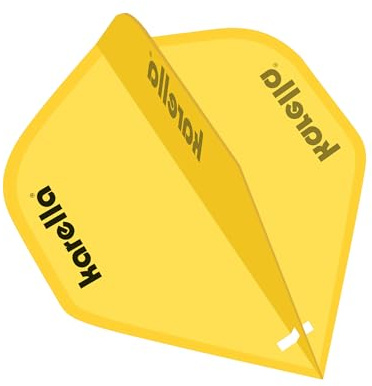 Karella Ultimo Flights, Premium Dartflights, 12er Set mit Dose, 200 Micron, extra stabil & langlebig, vorgeformte 90, Standardform, kompatibel mit Nylon & Carbon Schäften, Steeldart, Softdart, gelb