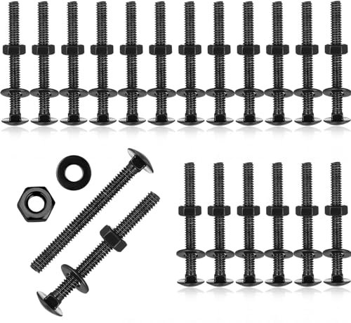 Wavanta 20 Pcs M8 Coach Bolts, M8 x 60mm Carriage Bolts, with Hexagon Nuts and Washer, Black Oxide, 304 Stainless Steel, Coach Screws
