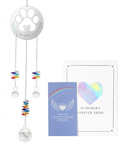 Emibele Pet Memorial Suncatcher with Paw Print, Memorial Gifts for Loss of Dog, Pet Passing Away Sympathy Gift, Thoughtful Cat Dog Remembrance and Bereavement Gifts | Dog Memorial Gifts for Loss of Dog,Pet Passing Away Sympathy Gift, Thoughtful Cat Dog Remembrance and Bereavement Gifts