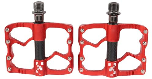 Fahrradpedale, 3 Lager Fahrradpedale Leichte Fahrradplattform -Pedale mit Anti -Schleudernägeln, 9/16 Aluminiumlegierung Kohlefaser Red Bicycle Flat Pedale für Road Mountain