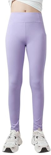 Pantalon d'hiver pour enfants, leggings athlétiques pour filles, enfants, danse, course, yoga, entraînement, collants de danse active avec poches pour handball fille, lilas, 13-14 ans
