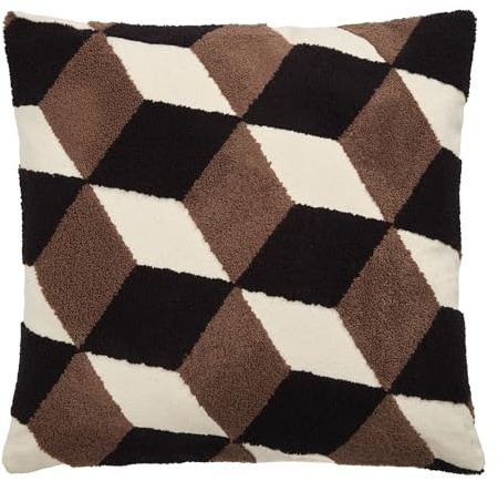 Appletree Hygge Filled Cushion, Geometric Tufted Design, Throw Pillow, 1 Count, 43 x 43 cm, Multi, 100% Cotton, Square Shape, Boucle Texture