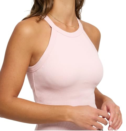 creamy fabrics Damen Neckholder Top mit integriertem BH – Slim Fit Bratop, atmungsaktiv & elastisch, ergonomischer BH-Einsatz für sicheren Halt, körpernah geschnitten für Alltag, Freizeit & Sommer