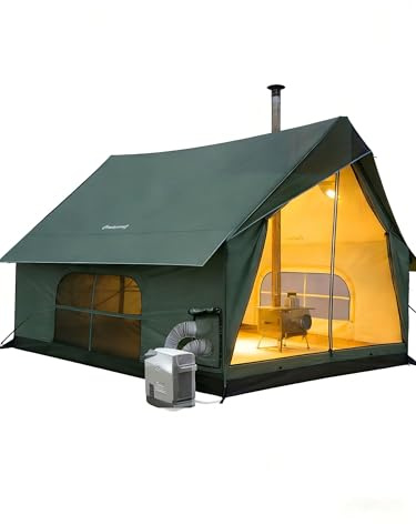 KingCamp 4-5 Personen Hauszelt mit Kaminöffnung & AC-Anschluss (Grün)