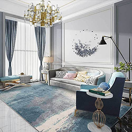 Chanxiang666 TeppichTeppich Moderner Wohnzimmer Teppich 130x190cm abstrakte blaugraue Tuschemalerei Kurzflor, Borte, WeichMaschinenwaschbar