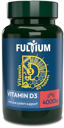 Fultium Vitamin D3 4000 IU 100mcg Tablets, Super Strength, 60 Count | For daily advanced immune support, normal bone and teeth health, muscle function and winter level topping-up.