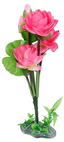 sourcing map Pink Plastic Lotus Flower Plant Aquarium Fishbowl Waterscape Decor Ornament
