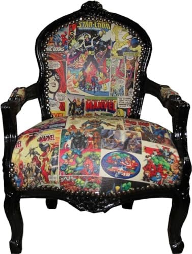 Casa Padrino Barock Kinder Stuhl Comic Lederoptik/Schwarz - Armlehnstuhl