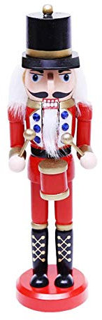 24 cm Nutcracker Soldiers Gift Ornament Puppets Figure Dolls Toy Christmas Decoration Christmas Gift for Children, red