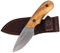 Muela Cuchillo Ibex IBEX-8.OL hoja de acero MoVa de 8 cm y empuñadura de olivo para Caza, Pesca, Supervivencia y Bushcraft Realizado en Ciudad Real + Portabotellas de regalo