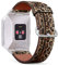 Art-Strap Kompatibel mit für Fitbit Ionic - Uhrenarmband Ersatzarmbänder Lederarmband mit Edelstahl-Verschluss und Adapter (Leopard Wild)