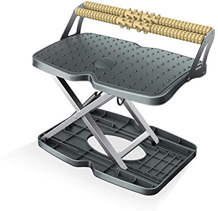 Verstellbare Fußstütze - Ergonomische Lösung für Sitzen, Fußstütze unter dem Schreibtisch, höhen- und winkelverstellbare Fußstütze mit Massage für Reisen und Büro