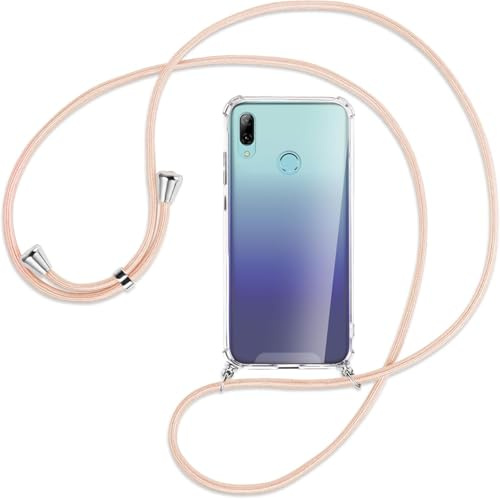 Handykette kompatibel mit Huawei P Smart 2019/ Honor 10 Lite Handyhülle Transparent Silikon Schutzhülle - Necklace Hülle mit Band Handy-Kette Case mit Necklace Schnur mit Kette zum Umhängen,Rosa