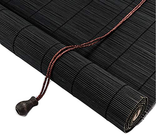 Store Bateau En Bambou pour L'intérieur,Stores à Enroulement En Bambou,Stores À Rouleaux Romains,Rideau Occultant En Bambou,Stores Venitien Bois,pour Extérieur/Intérieur,noir (50x100cm/20x39in)