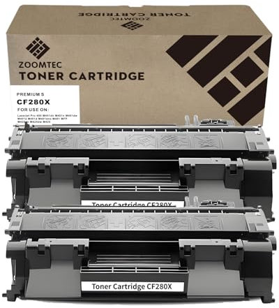ZOOMTEC Ersatz für HP CF280A 80A Tonerkartusche Kompatibel mit HP Laserjet Pro 400/400dn/400dw/400d/M401dn/M401a/M401d/M401n/M401dne/M401dw MFP M425dw/M425dn Drucker (2er-Pack Schwarz)
