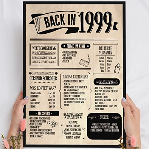 26 Geburtstag Geschenk, Alte Zeitung Holzbild Back in 1999 Vintage personalisierbar zum Hinstellen/Aufhängen opt. beleuchtet, 26 Geburtstag Frau, 26 Geburtstag Mann, 26. Geburtstag, 26 Geburtstag Deko