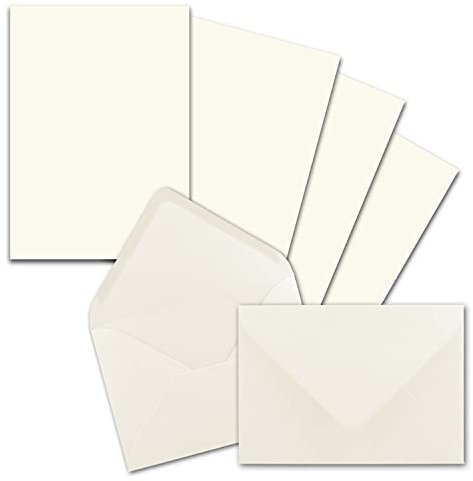 50x Briefpapier-Sets DIN A5 mit C6 Briefumschlägen - Naturweiß - Nassklebung (Weiß) - mattes Schreibpapier mit Kuverts - FarbenFroh by GUSTAV NEUSER