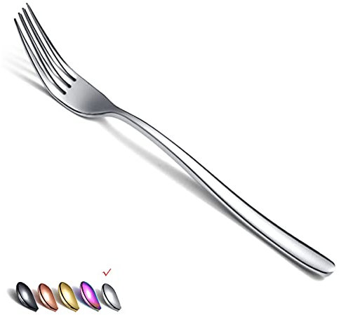 HOMQUEN Tenedores De Mesa 6 Piezas, Tenedores De Acero Inoxidable, Juego De Cubiertos, Tenedores De Postre, Tenedores De Mesa, Tenedores De Ensalada Para El Hogar (Plata-8 Pulgadas)