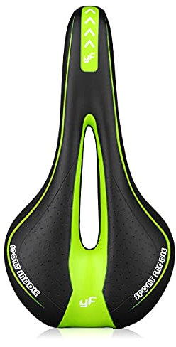 Misfox Fahrradsattel Bequem Atmungsaktiv Mountainbike Fahrradsitz Weicher Dämpfung MTB Velo Sattel 170 * 140mm Schwarz Grün
