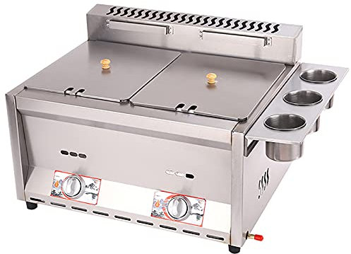 Friggitrice Professionale a Gas a Doppia Vasca da 16 Litri, Friggitrice da Cucina Professionale da Banco a Gas Ad Alta capacità in Acciaio Inossidabile