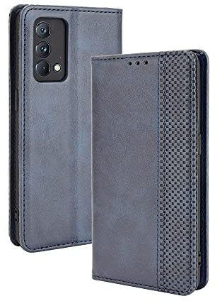 GOKEN Coque Folio Cuir Étui pour realme GT Master Edition, Antichoc Portefeuille Housse vec Fentes pour Cartes, PU/TPU Bumper Protection Case Cover Fermeture Magnétique (Bleu)