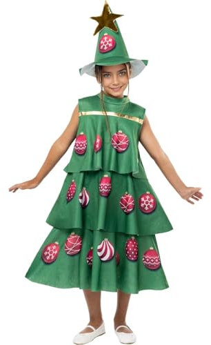 Funidelia | Costume da albero di Natale per bambina Natale, Albero - Costume per Bambini e accessori per Feste, Carnevale e Halloween - Taglia 7-12 anni - Verde