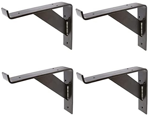 4x BLACK 240mm Gallows Style Scraffold Board Soporte de estante - Castillo de almacenamiento de pared de servicio pesado antiguo de hierro fundido - por Hammer & Tongs
