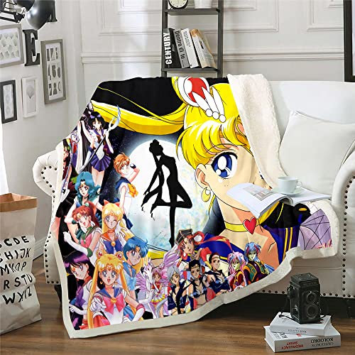 Sailor Moon Anime Flanell 3D Digital gedruckte Decke Bettwäsche Fit Office Home