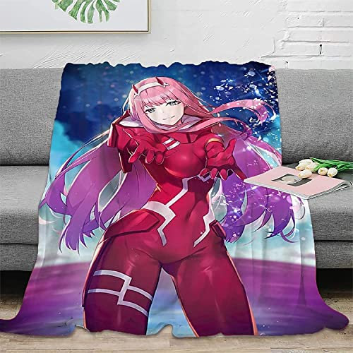 DARLING in the FRANXX Zero Two Anime 3D-Digitaldruck Flanell Ultraweiche Micro-Fleece-Decke Pflegeleicht