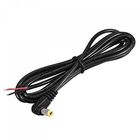 sourcing map 5.5mm x 2.1mm 90 Degree Right Angle DC Power Male Plug Jack to Bare Wire Open End Pigtail Power Cable Repair for Camera CCTV 1.5m Pack of 4