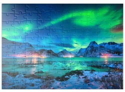 MyPuzzle Nordlichter (Aurora Borealis) auf den Lofoten-Inseln, Norwegen - Premium 100 Teile Puzzle - MyPuzzle Sonderkollektion von Puzzle Galaxy