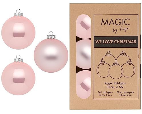 Weihnachtskugeln 10cm Glas 6 Stück in Kartonbox Christbaumkugeln Set Lovely Magnolia