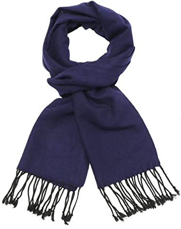 sy soul young Herren Herbst Baumwolle kariert Schal- Winter Jungen Warm Lange Scarf mit Luxuriöse eschenkbox(Quaste,Marine)