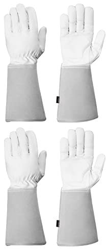 NoCry Lange dornsichere Gartenhandschuhe für Damen mit verstärkten Handflächen und Fingerspitzen, perfekte Kaktus- und Rosenschnitthandschuhe, pannensicher, 2 Stück