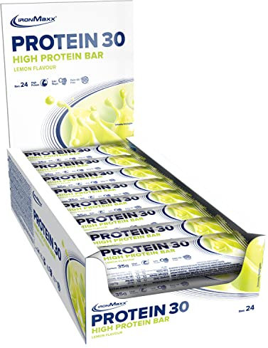 IronMaxx Protein 30 Eiweißriegel – Lemon - 24x35g | High Protein Bar 30% Eiweiß, Low Carb & zuckerreduziert | Vitaminreicher Fitness Snack für Muskelaufbau & Diät