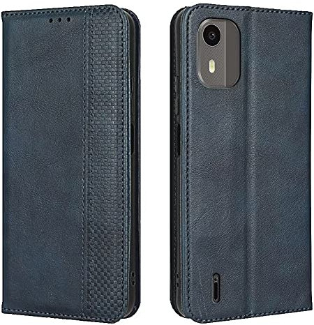 EASSGU Coque pour Nokia C12 (6.3 inches), Etui Flip Folio en Cuir PU avec Interrupteur Magnétique, [3 Fentes pour Cartes] [1 Portefeuille] Housse - Bleu