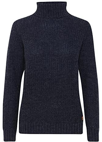 OXMO OXNanna Strickpullover Damen Grobstrickpullover Pullover mit Rollkragen Regular Fit, Größe:S, Farbe:Total Eclipse Melange (1940101)